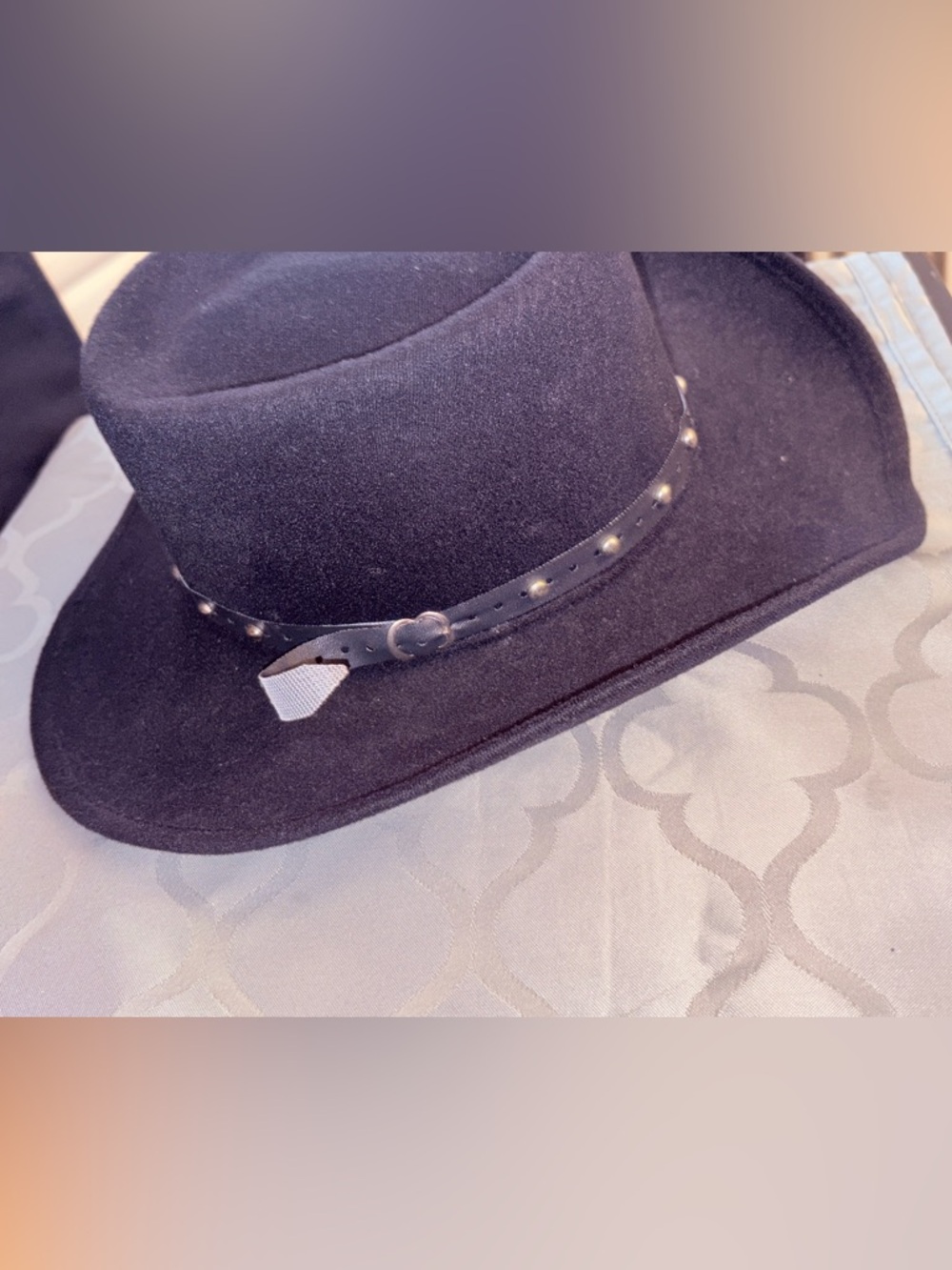 Piglet Black Felt Cowboy Hat with Studded Leather Band